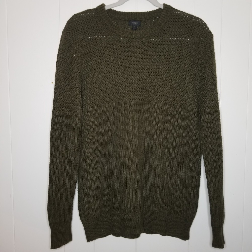J. Crew Olive Cotton Knit Sweater Size Small